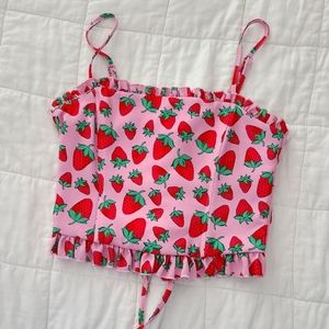 Dolls Kill Strawberry fields corset crop top
